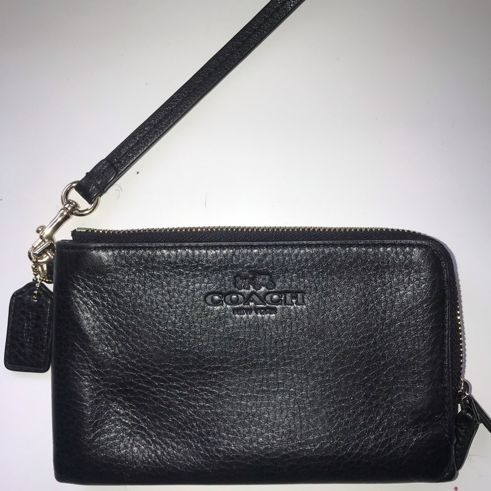 Coach Black Leather Wristlet